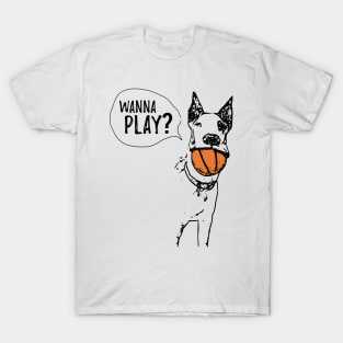 Wanna play? Great Dane with basketball design T-Shirt